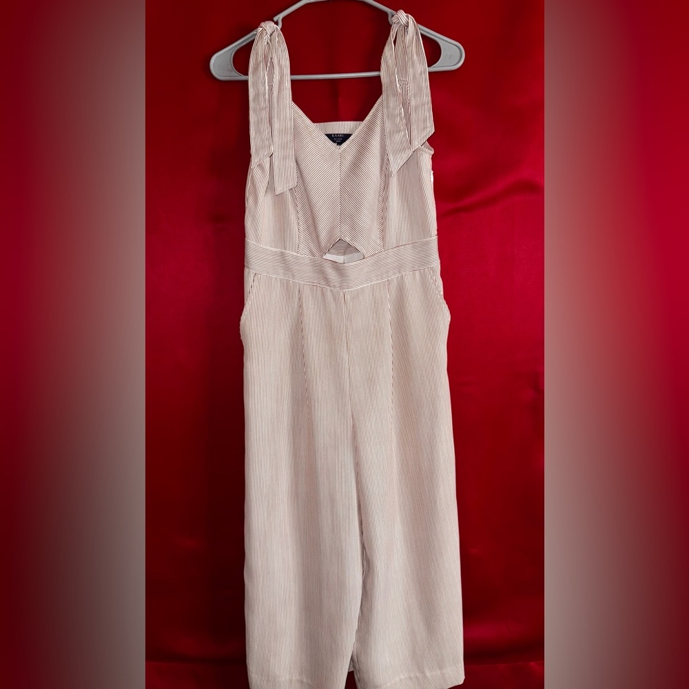 #380-Kaari Maroon/Beige Striped Crop Jumpsuit Size 4P